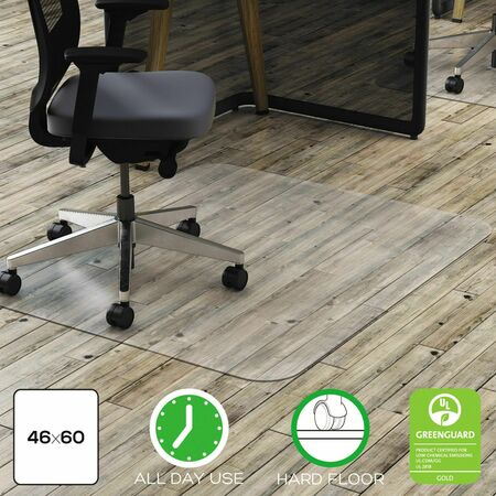DEFLECTO Polycarbonate All Day Use Chair Mat, Hard Floors, 46 x 60, Rect, Clear CM21442FPC